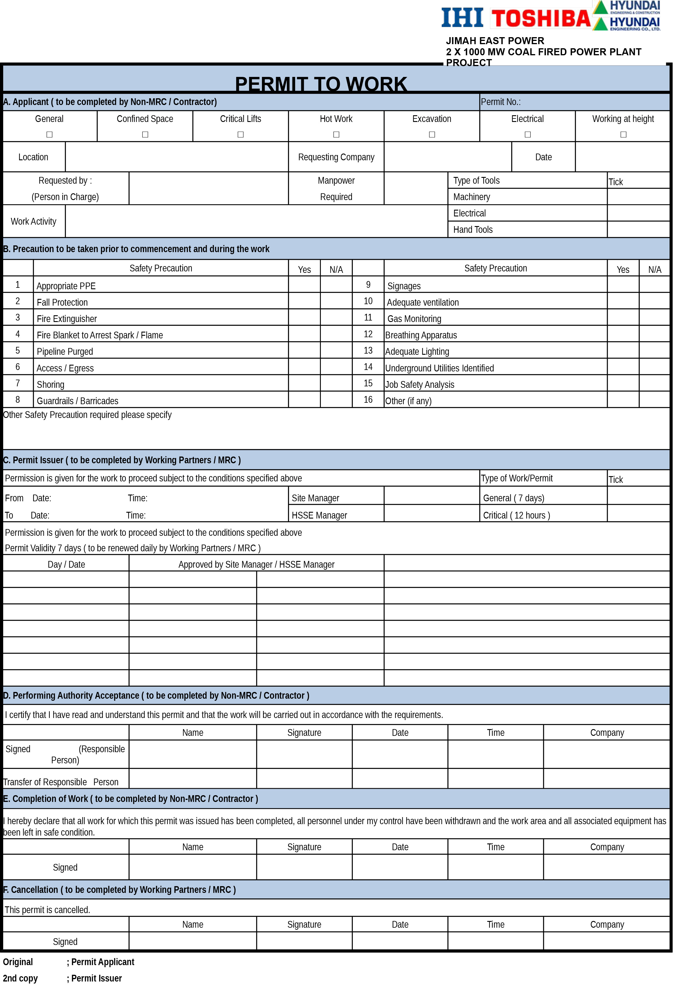 Ihi Toshiba work permit